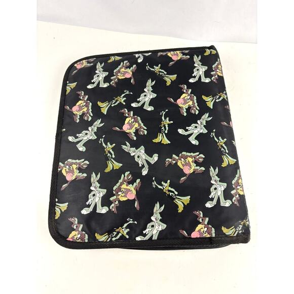VTG Looney Tunes Binder Stuart Hall Black 3 Ring Bugs Bunny Taz Daffy Duck 90s - Picture 5 of 11